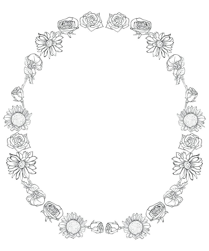 833x1000 Flower Crown Coloring