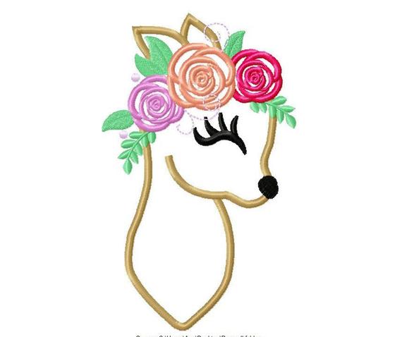 570x478 Little Baby Deer Fawn Head With Flowers Floral Crown Roses Etsy