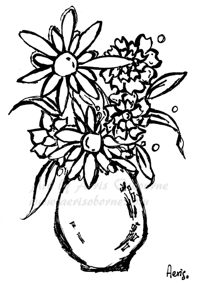 794x1133 Daisy Flowers Vase Printable Adult Coloring