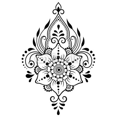 400x400 mehndi flower pattern for henna drawing and tattoo decoration