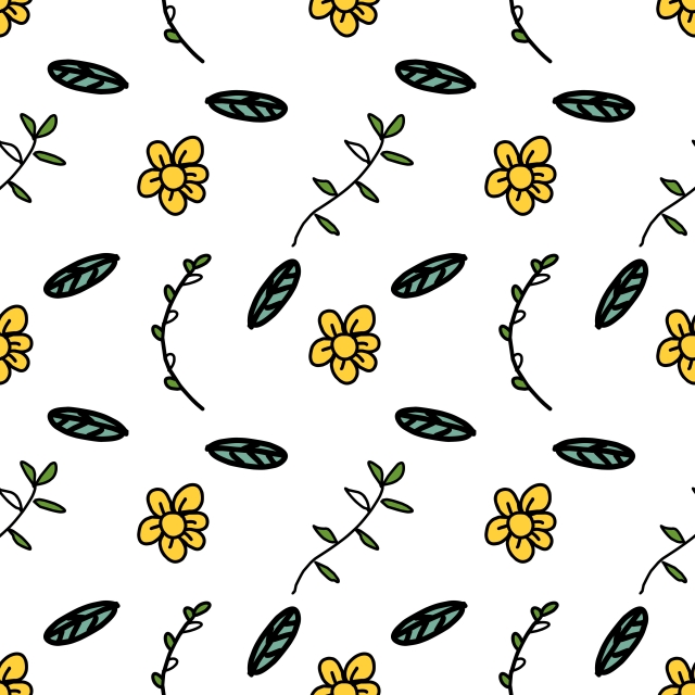 640x640 Natural Drawing Of Flower Seamless Pattern Vector Illustration