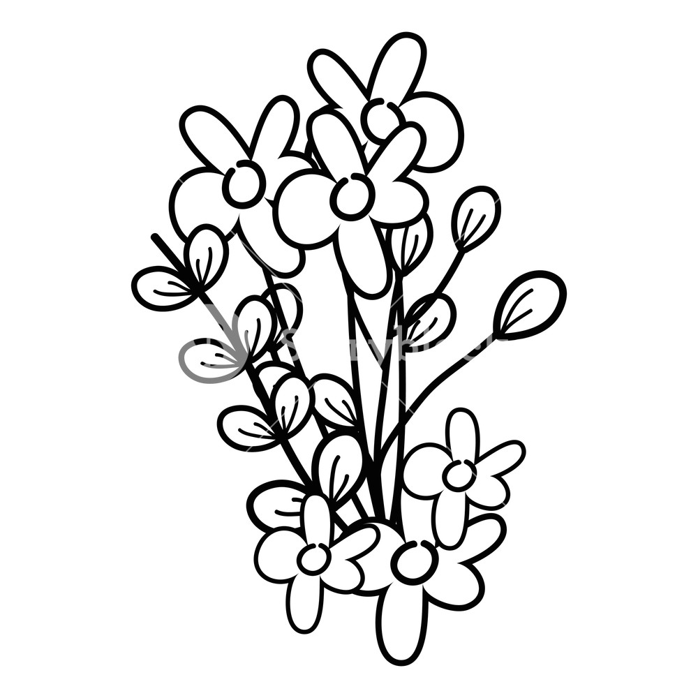 1000x1000 Flowers Drawing Cartoon Vector Illustration Graphic Design Royalty