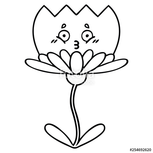 500x500 Line Drawing Cartoon Flower Stock Image And Royalty Free Vector