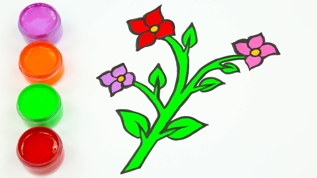 1280x720 Drawing Flower Drawing And Learn Colors For Kids And Toddlers