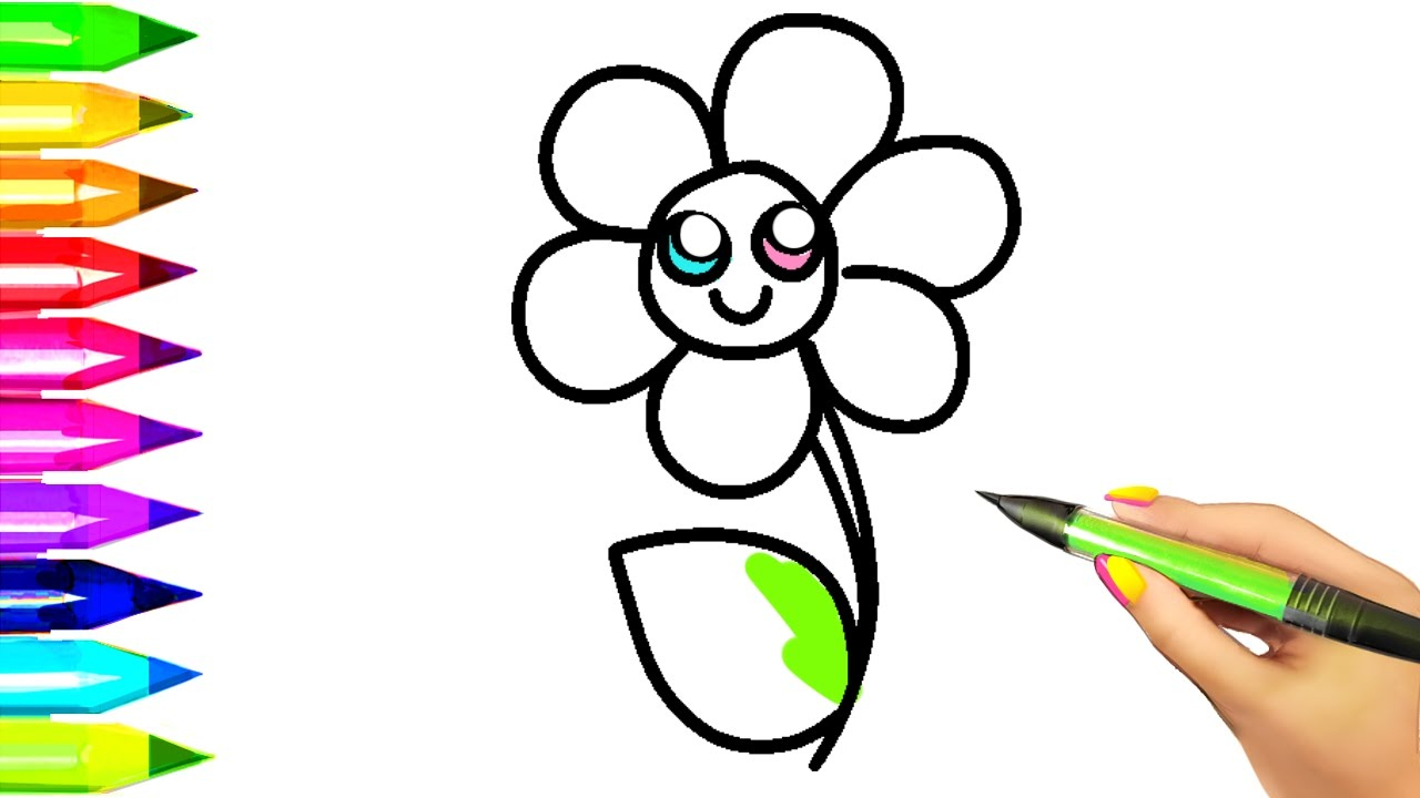 1280x720 Simple Flower Drawing Step