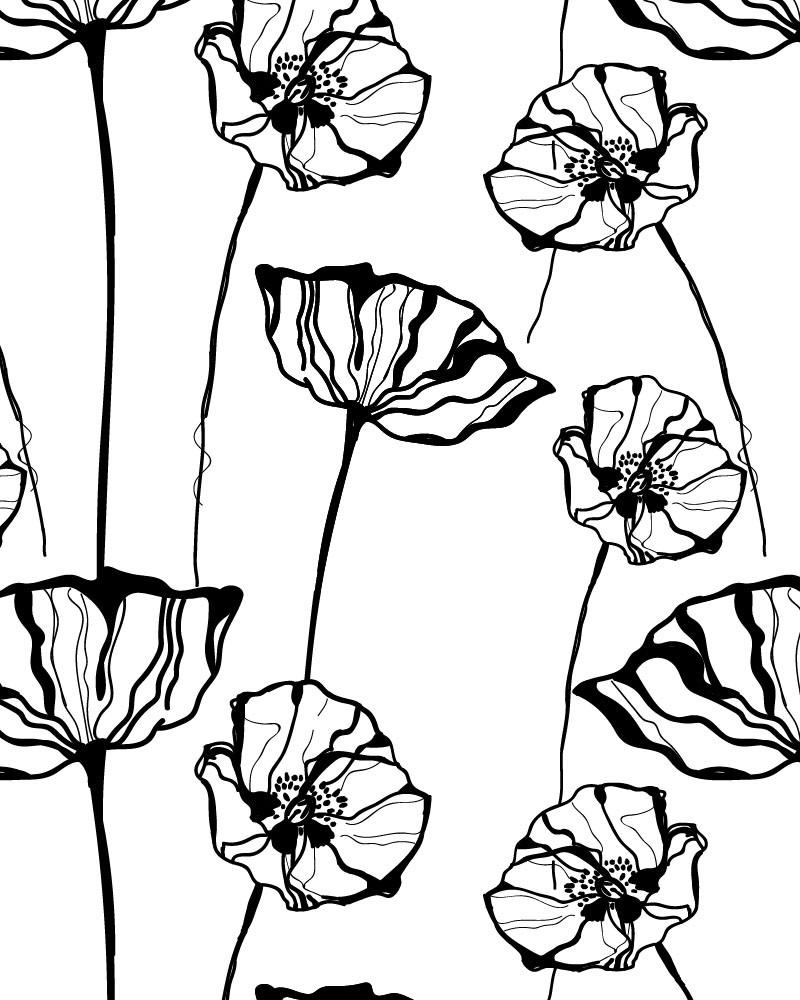 800x1000 Poppy Sketch Wallpaper In Trend Spring Florals Botanical