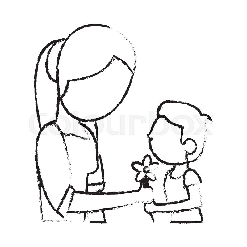 800x800 Sketch Mother And Son Flower Vector Stock Vector Colourbox