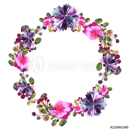 500x500 Flower Frame Colorful Floral Collection With Leaves And Flowers
