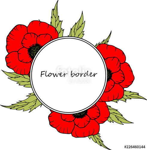 491x500 Flower Vector Drawing Frame Isolated Template Hand Drawn Floral