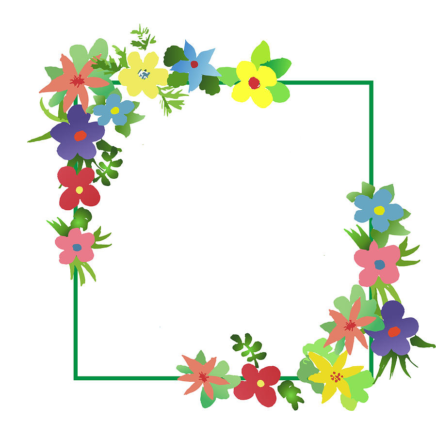 899x900 Frame Of Watercolor Simlpe Flat Flowers Drawing