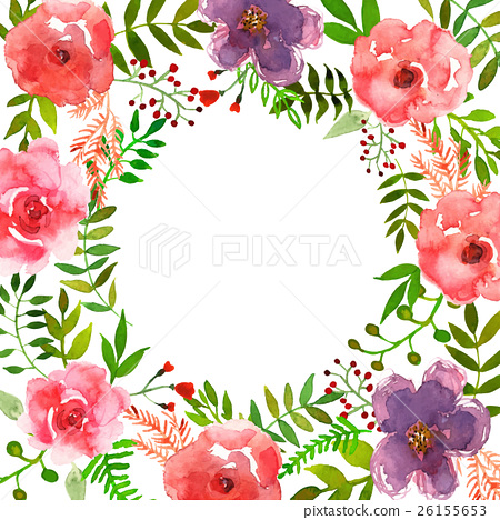 450x468 Vector Flowers Frame Drawing Watercolor