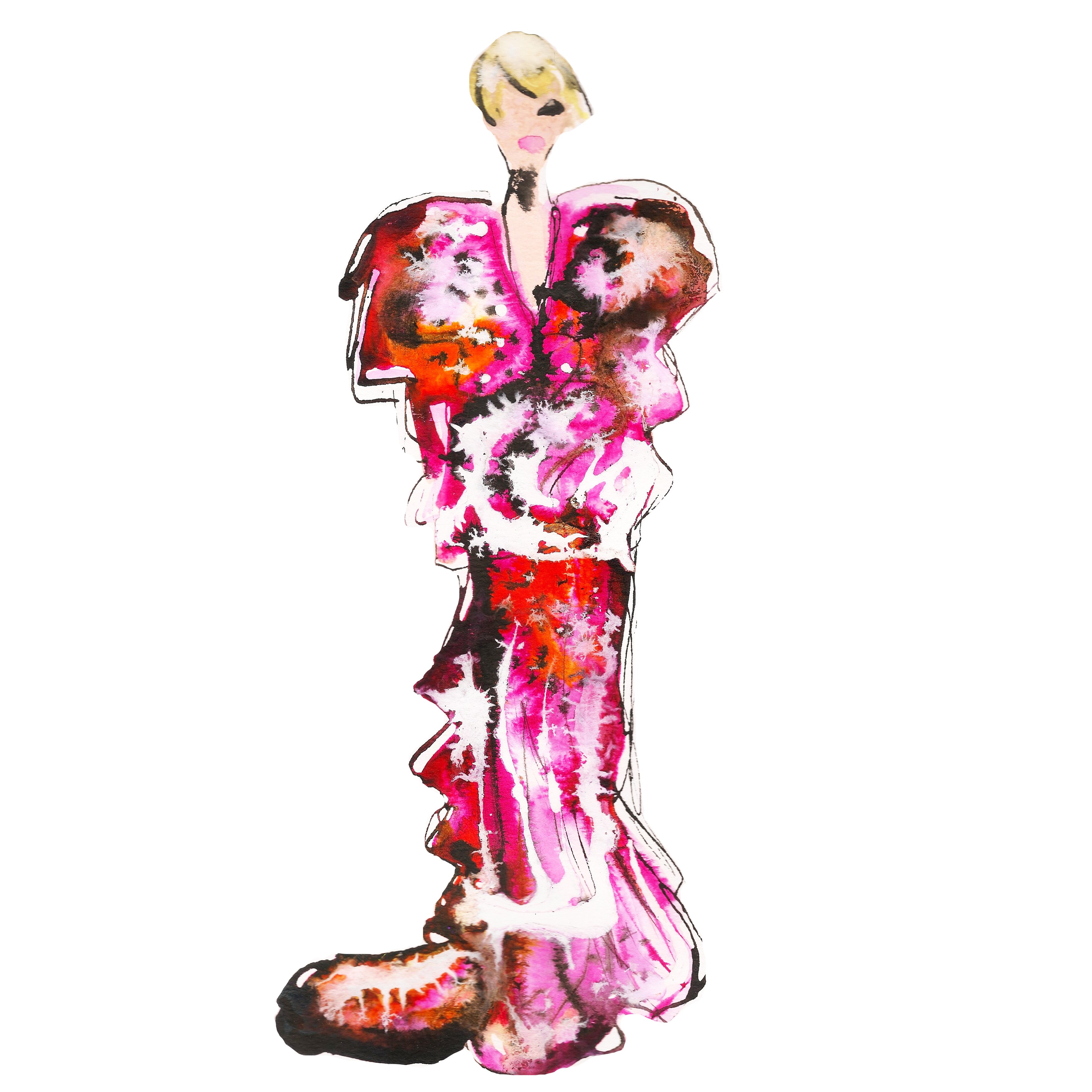 3506x3506 Flower Girl Watercolor Painting Kahri