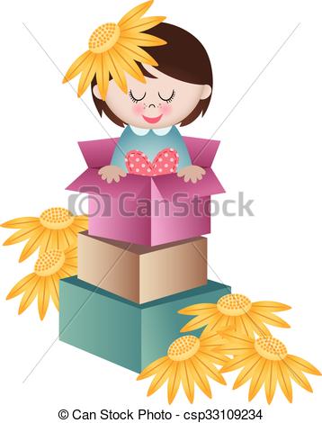 358x470 flower girl inside open box scalable vectorial image representing