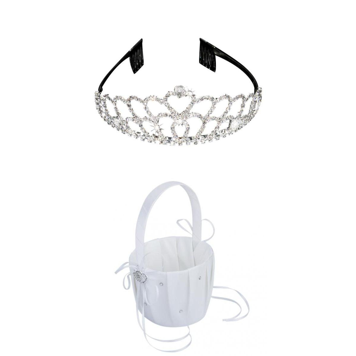 1200x1200 Segolike Wedding Ceremony Party White Flower Girl Basket + Crystal