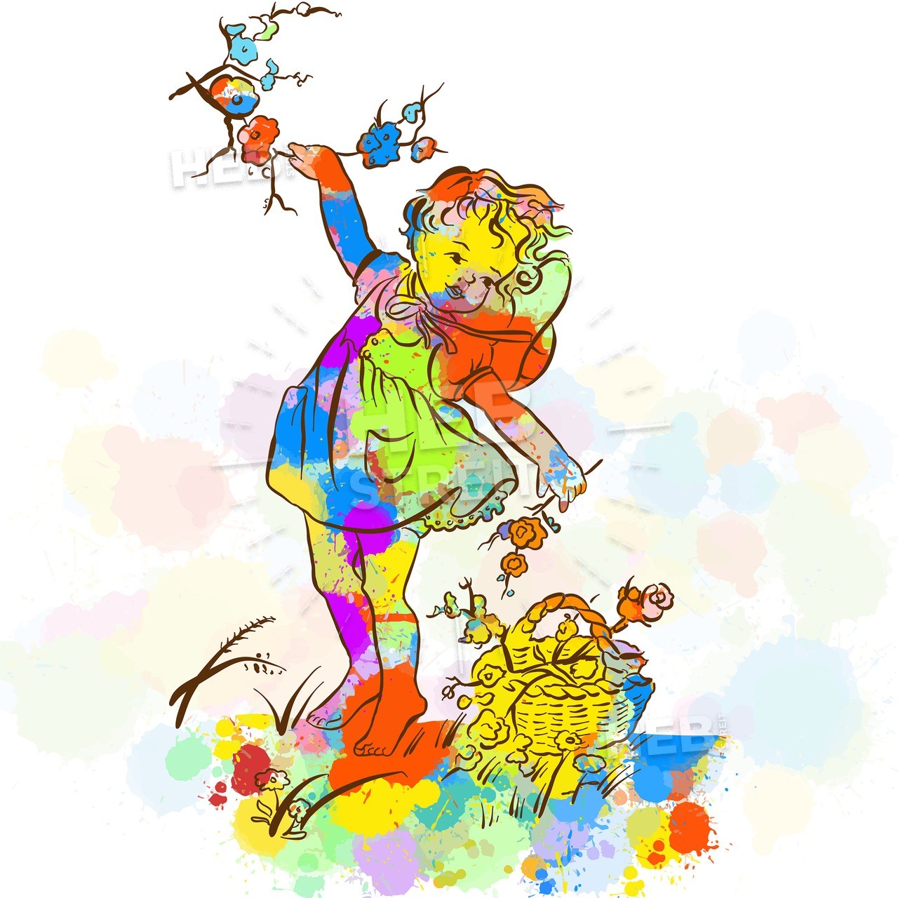 1280x1280 Colorful Vintage Flower Girl Hebstreit