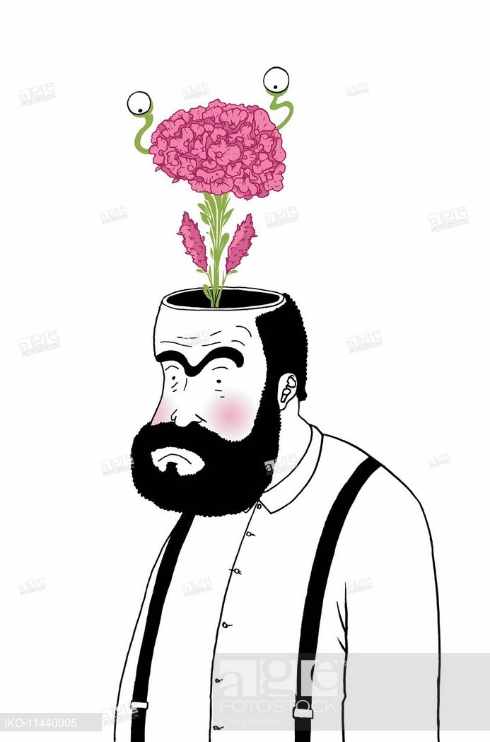 693x1049 Flower Growing From Man's Brain, Stock Photo, Picture And Rights