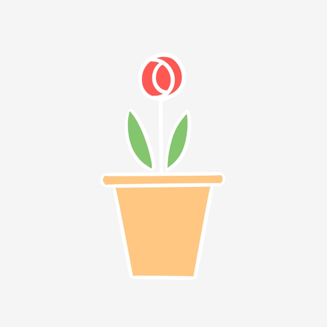 640x640 hand drawn cute simple flower in pot, drawing, pot, flower png