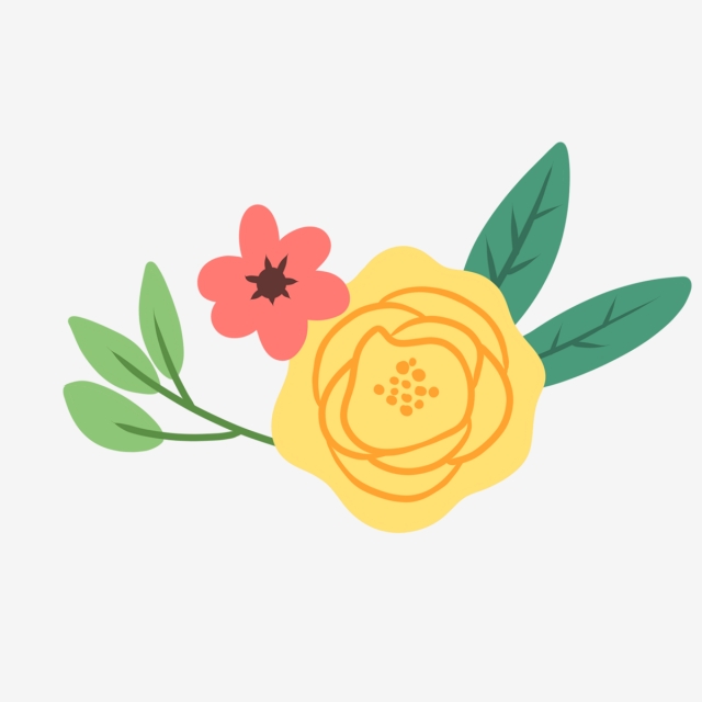 640x640 hand drawn cute decorative flower and leaves, nature, hand drawn