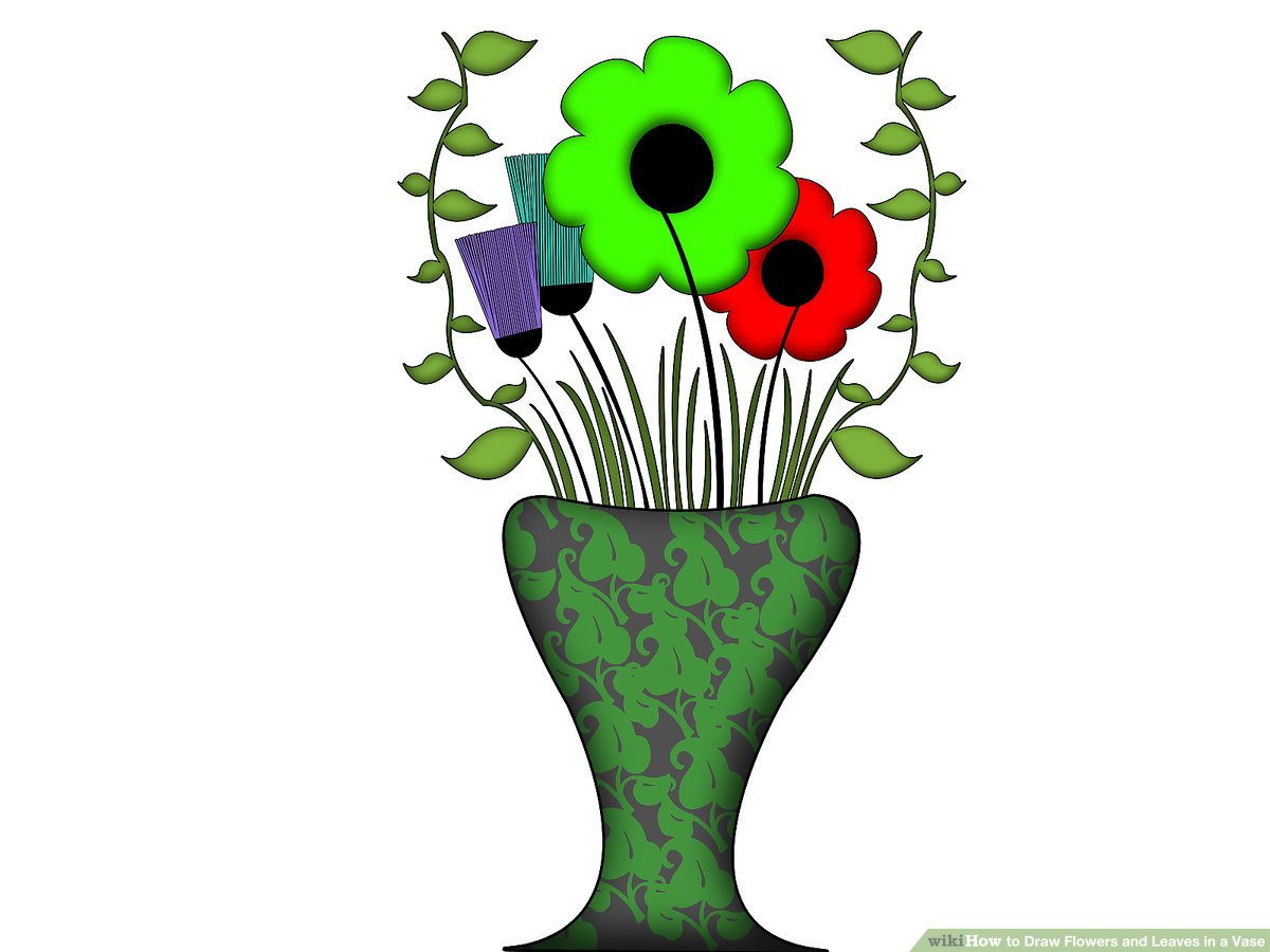 1200x900 How To Draw Flowers And Leaves In A Vase Steps
