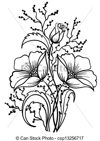 335x470 Line Drawing Flowers Clip Art Simple Flower Line Drawing