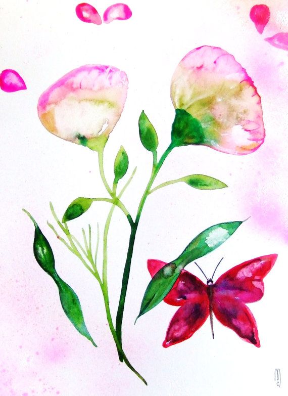 570x783 flowers watercolor butterfly watercolor still