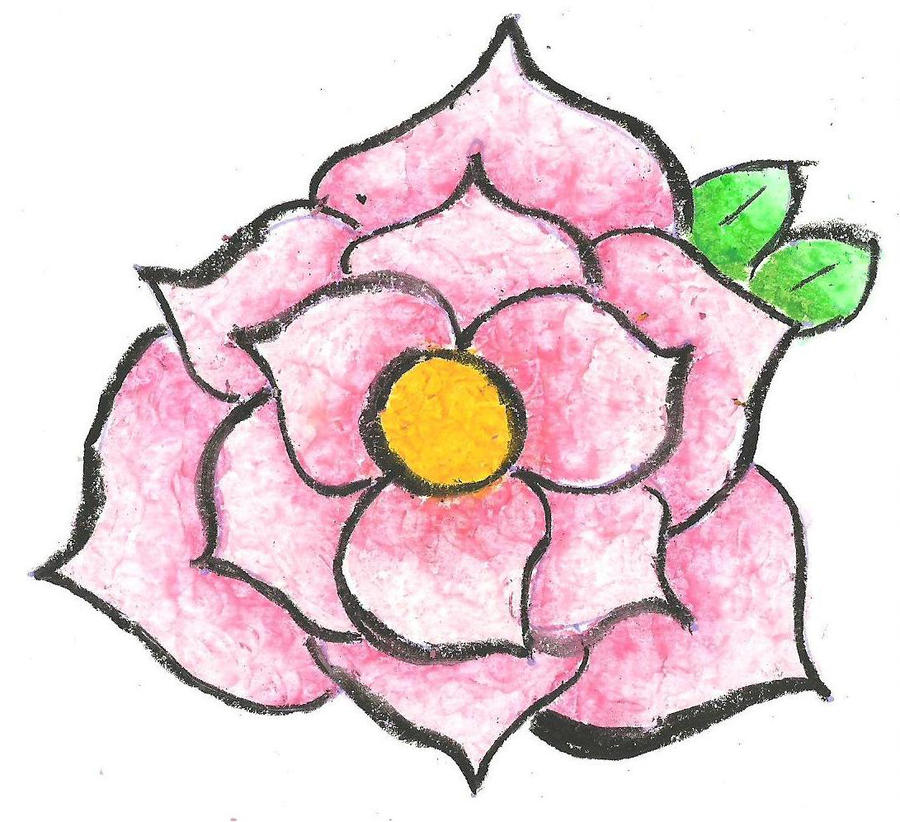 900x822 Oil Pastel Pink Flower