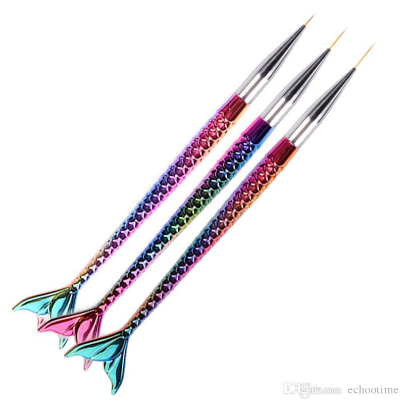 800x800 mermaid handle nail brush nail liner painting drawing flower pen