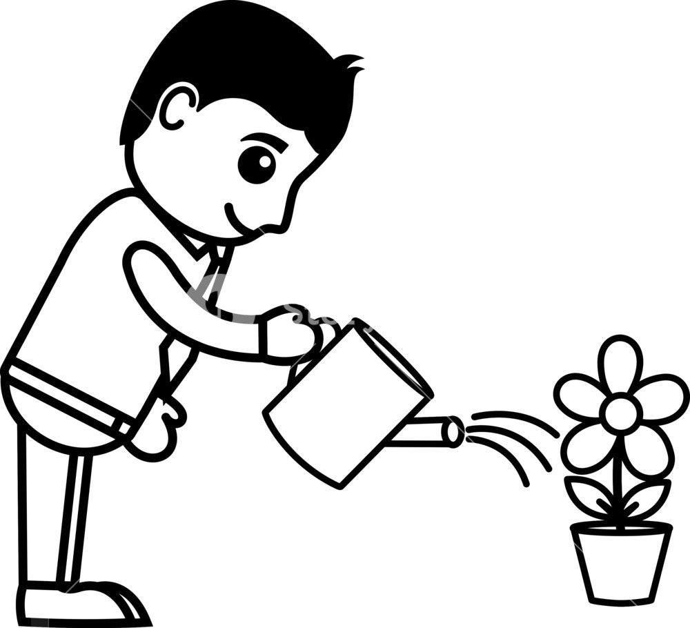 1000x910 Man Watering Flower Plant
