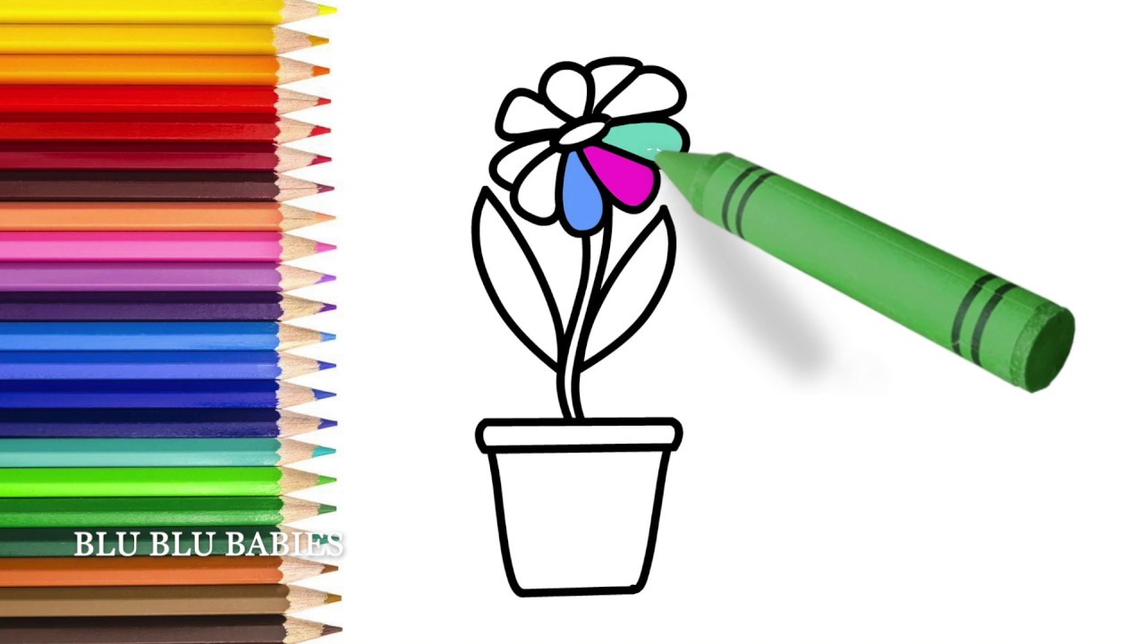 1280x720 drawing flower pot and rocket kids draw and paint flower pot