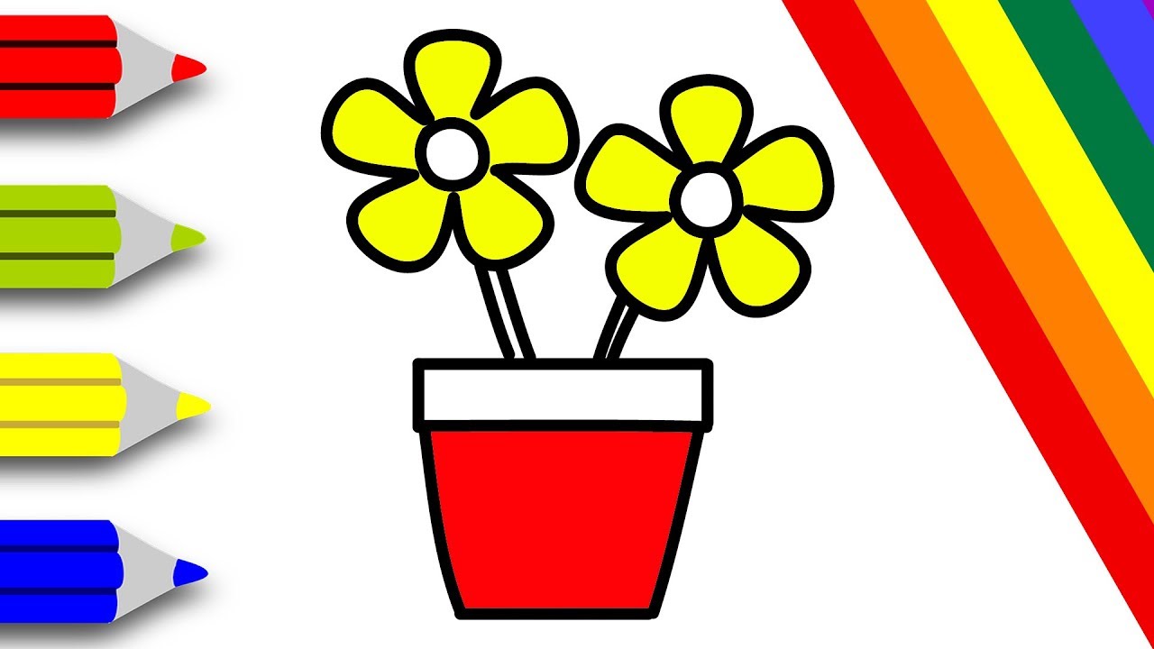 1280x720 Flower Pot Coloring Pages How To Draw Color And Paint