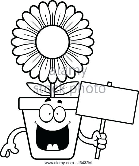 453x540 Illustration Cartoon Flower Pot Black And White Stock Photos Pots