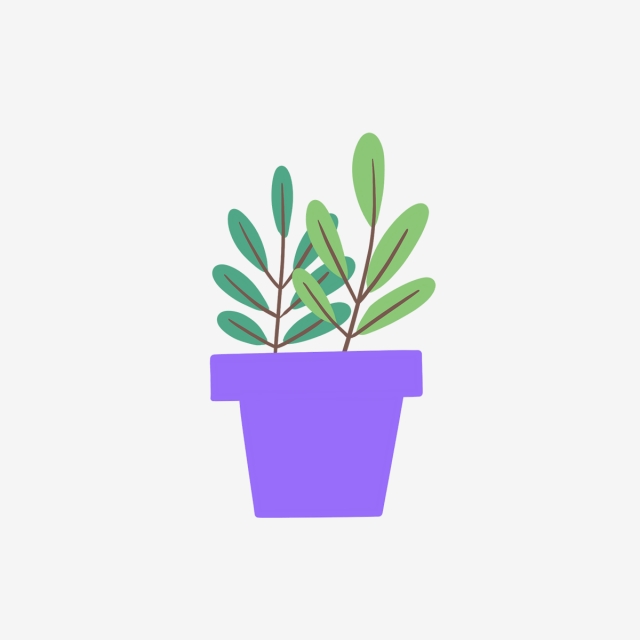 640x640 Hand Drawn Cute Plant In Purple Pot, Drawing, Nature, Cute Png