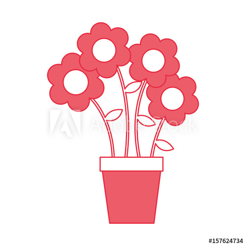 500x500 Cute Flower In Pot Drawing Decorative Vector Illustration Design