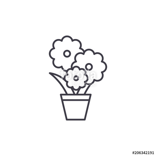 500x500 cute flower pot line icon, vector illustration cute flower pot