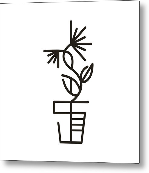 493x572 Web Line Icon Flower In A Pot Line Art Icon Metal Print