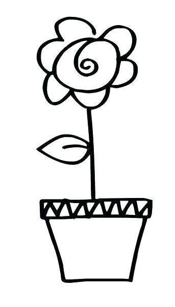343x600 Black And White Drawing Flower Pot Plant Vector Isolated Pots
