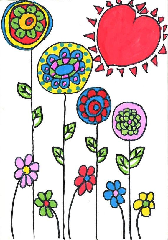 570x814 Nursery Art Flower Power Doodles Sketches Illustrations