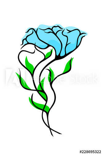 334x500 Drawing Of A Flower, Stem And Leaves, Vector Illustration