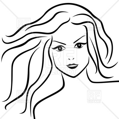 400x400 Outline Portrait Of Young Woman With Flowing Hair Vector Image