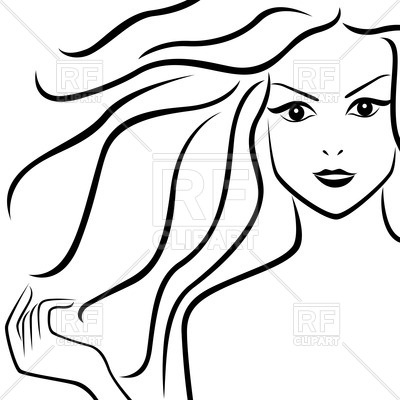400x400 Portrait Of Beautiful Girl With Flowing Hair Vector Image