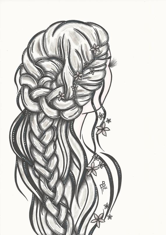 570x806 Princess Print Of Pen Ink Original Etsy