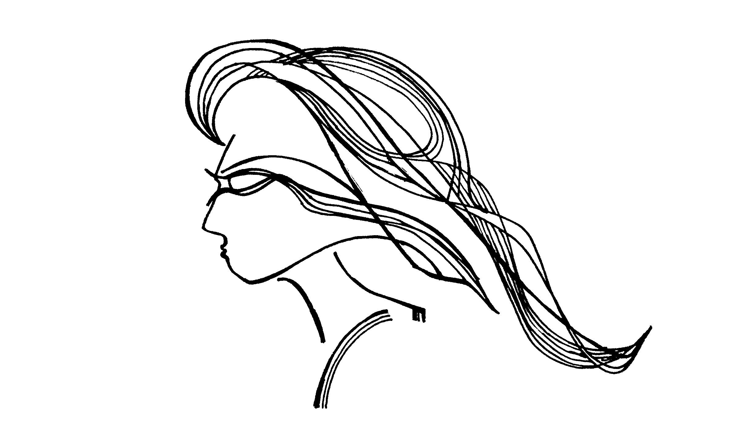 2448x1450 Sketch Of A Woman With Long Flowing Hair My Work Sketches, Art