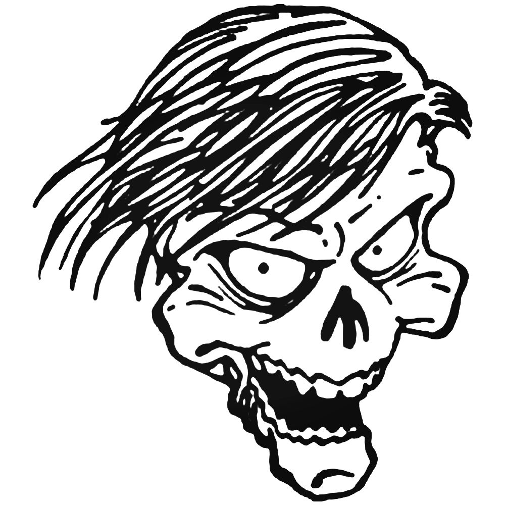 1000x1000 Skull With Flowing Hair Decal Sticker