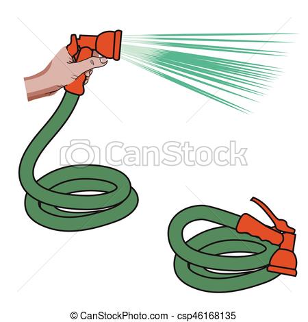 450x470 Water Hose And Hand Holding It With Water Flowing