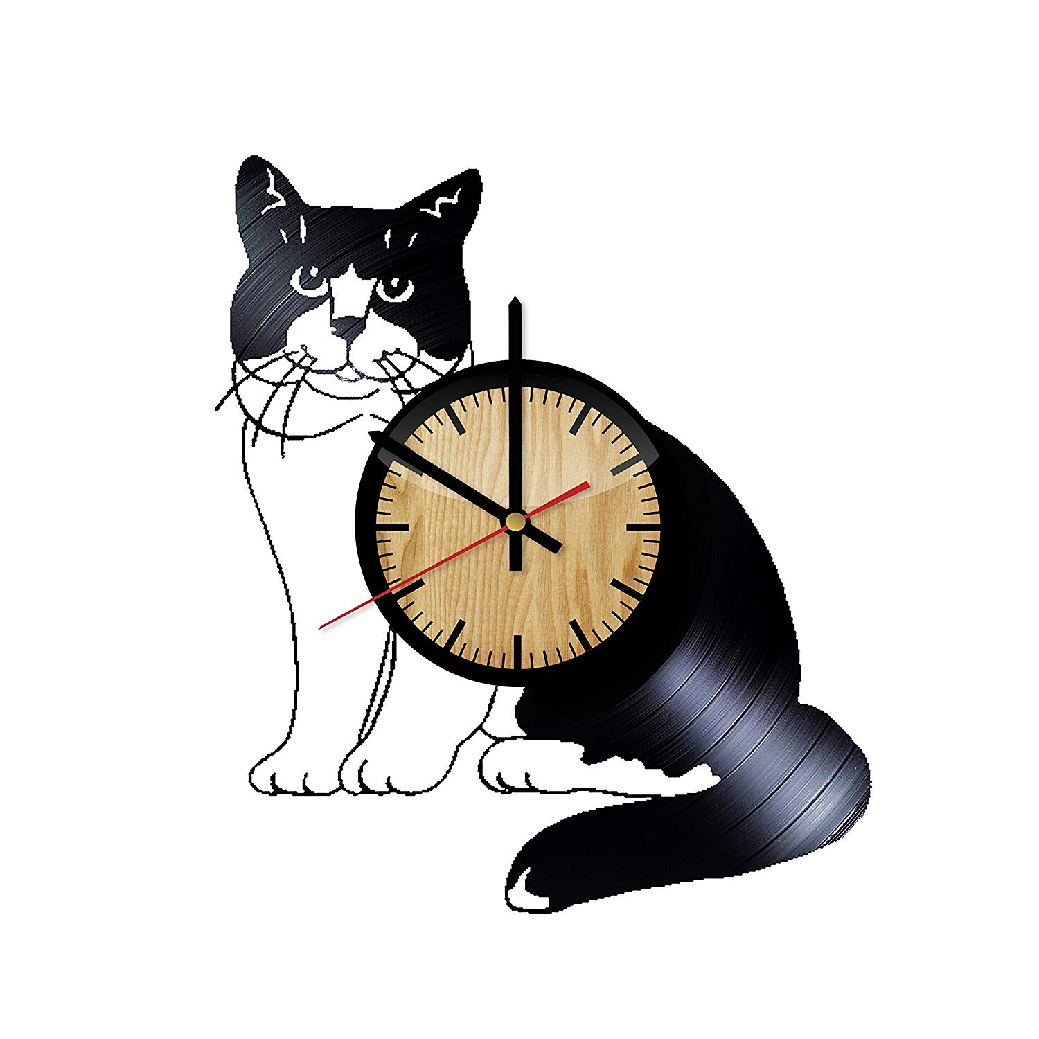 1500x1500 Fluffy Cat Vinyl Wall Clock Handmade Gift For Any