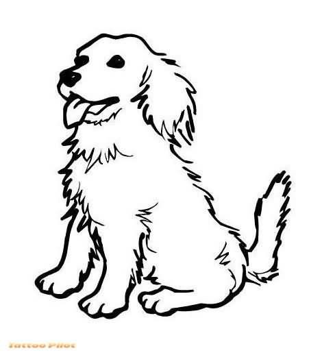 470x518 Tender Outline Fluffy Dog Tattoo Design