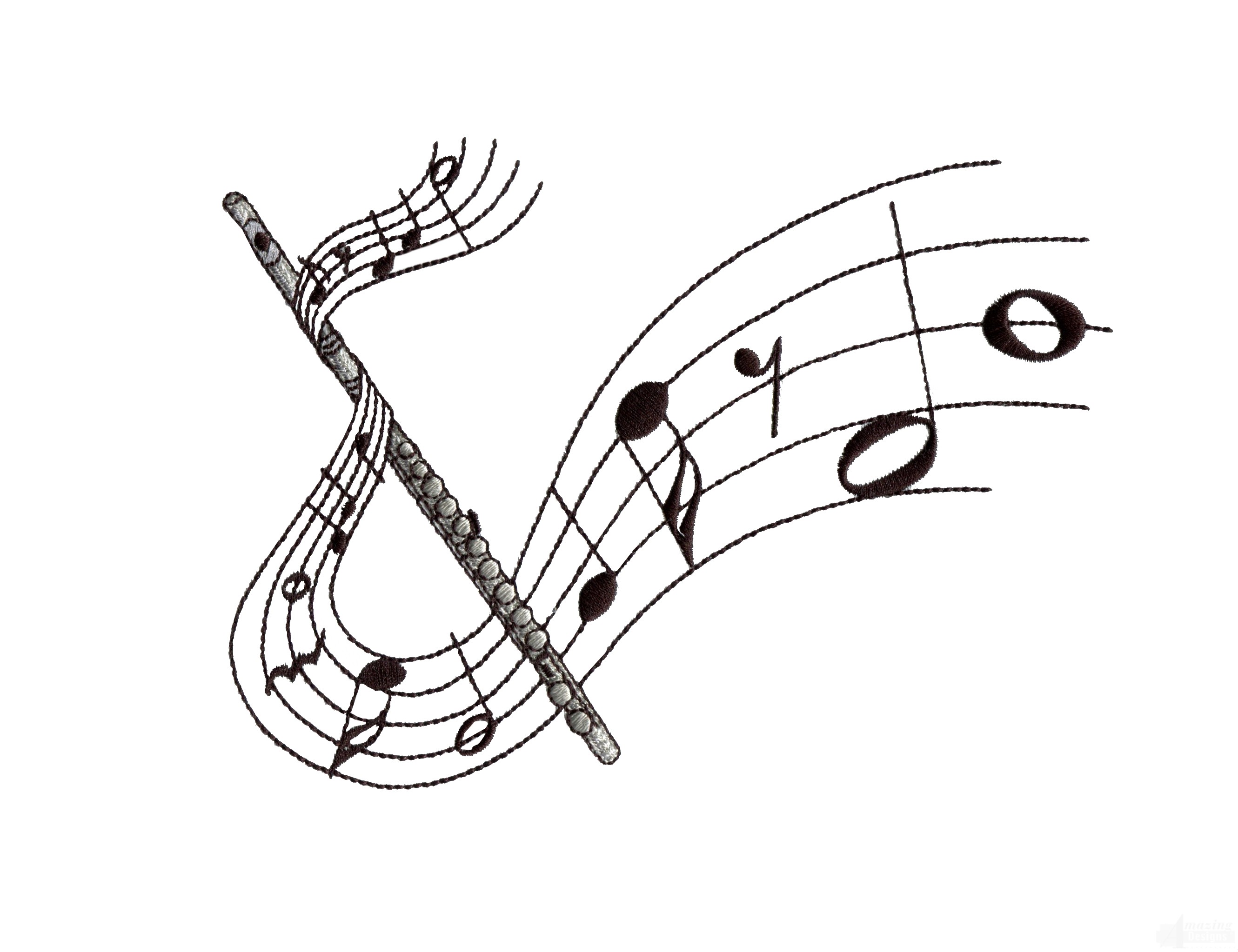 2661x2047 Flute Embroidery Design