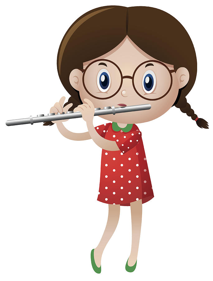 684x900 Little Girl Playing Flute