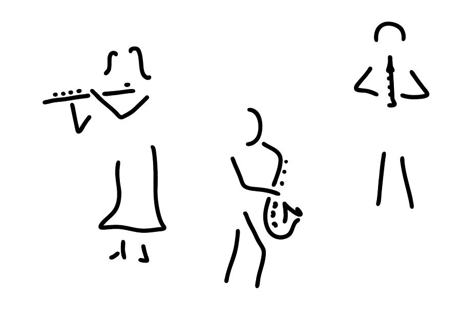 900x635 Transverse Flute Saxophone Flautist Wooden Drawing