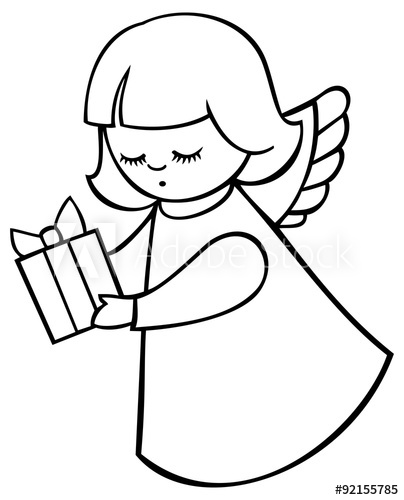 404x500 Contour Image Of Angel Flying With A Gift
